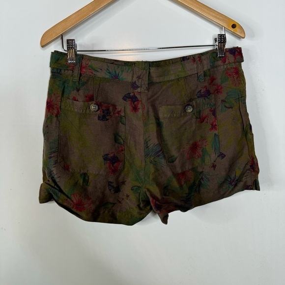 Sanctuary for Anthropologie NWT Green Tropical Floral Linen Blend Shorts Size 28 - Picture 2 of 6